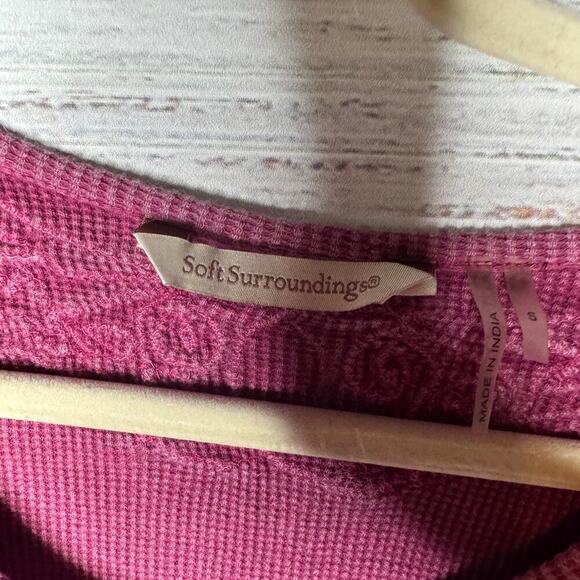 Soft Surroundings Camden Thermal Long Sleeve Top Embroidered Rust Red Sm - Picture 2 of 3